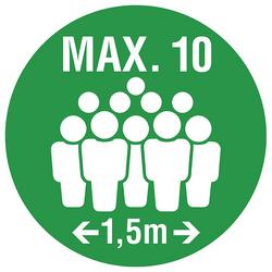 Sticker 'Maximaal 10 personen' (rond Ø 25 cm)